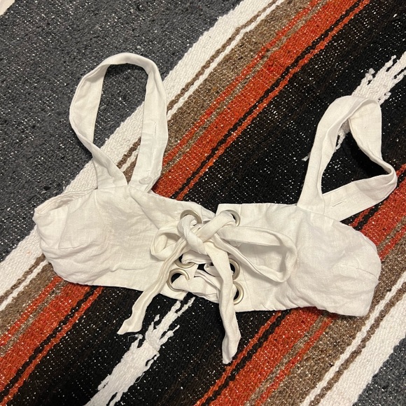 Seek The Label lace up linen crop top XS - Picture 5 of 8